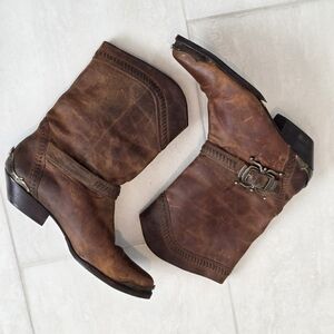Circle S Brown Leather Western Boots - 8.5